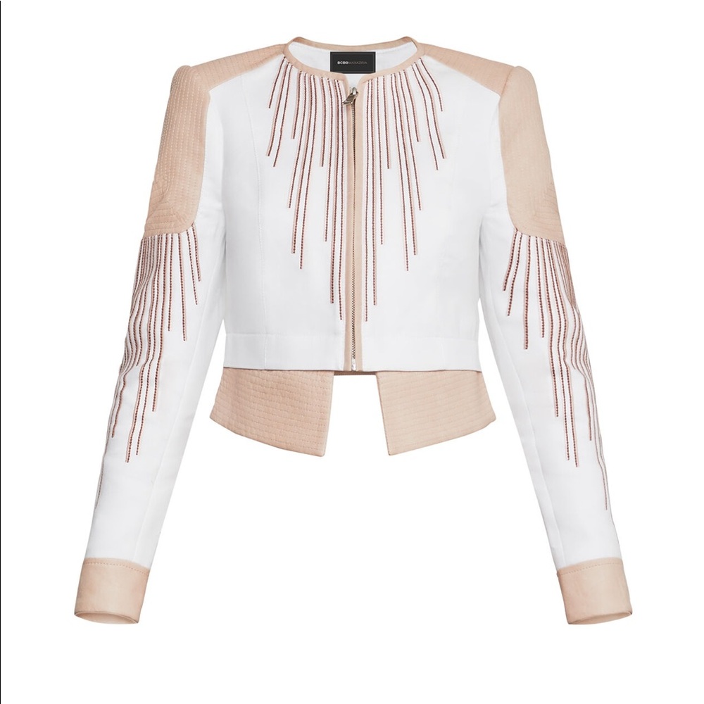 NWT bcbgmaxazria Sunburst Fan Moto Jacket